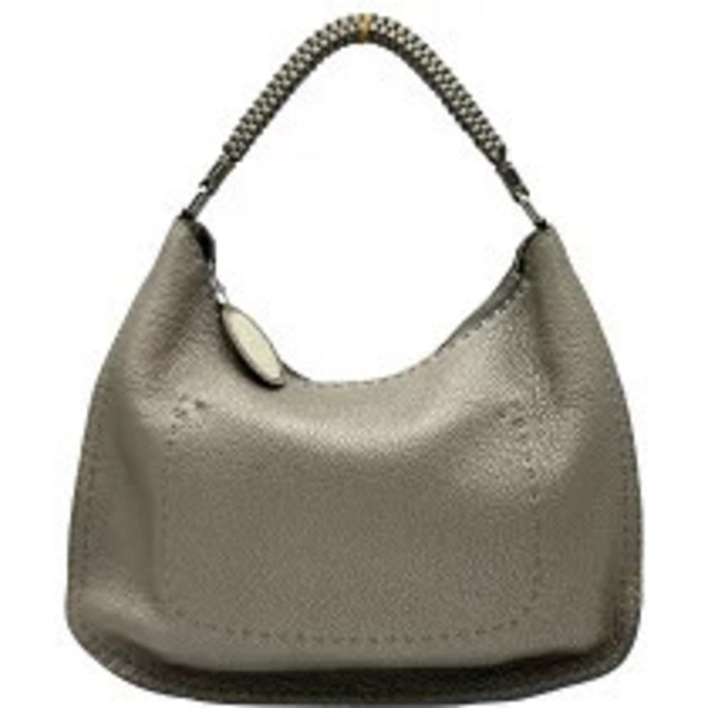 Fendi Selleria Shoulder Bag Gray Leather